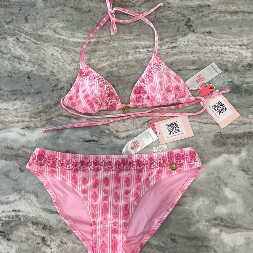 Vibrant Pink Patterned Bikini Set